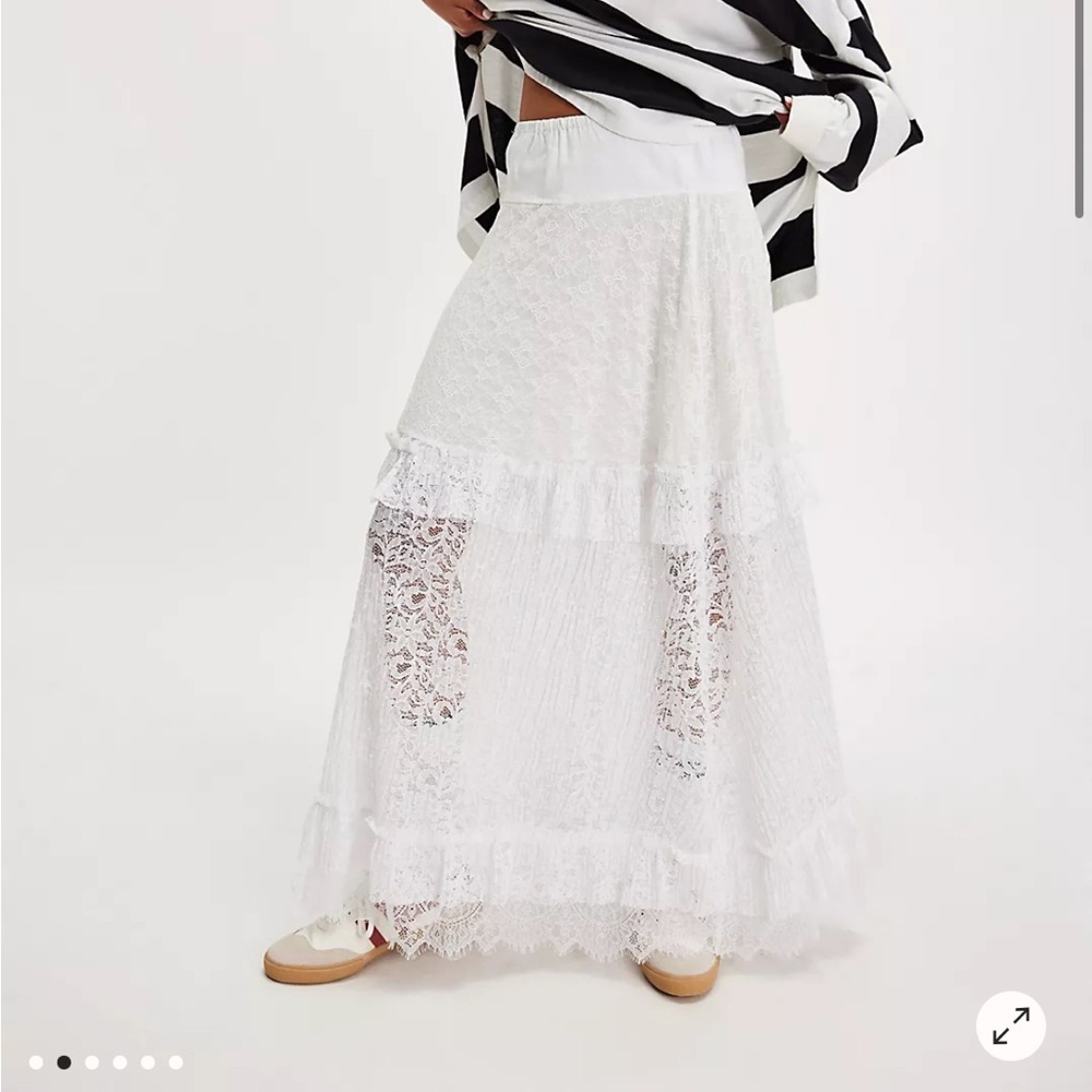 Free People White Lace Maxi Skirt